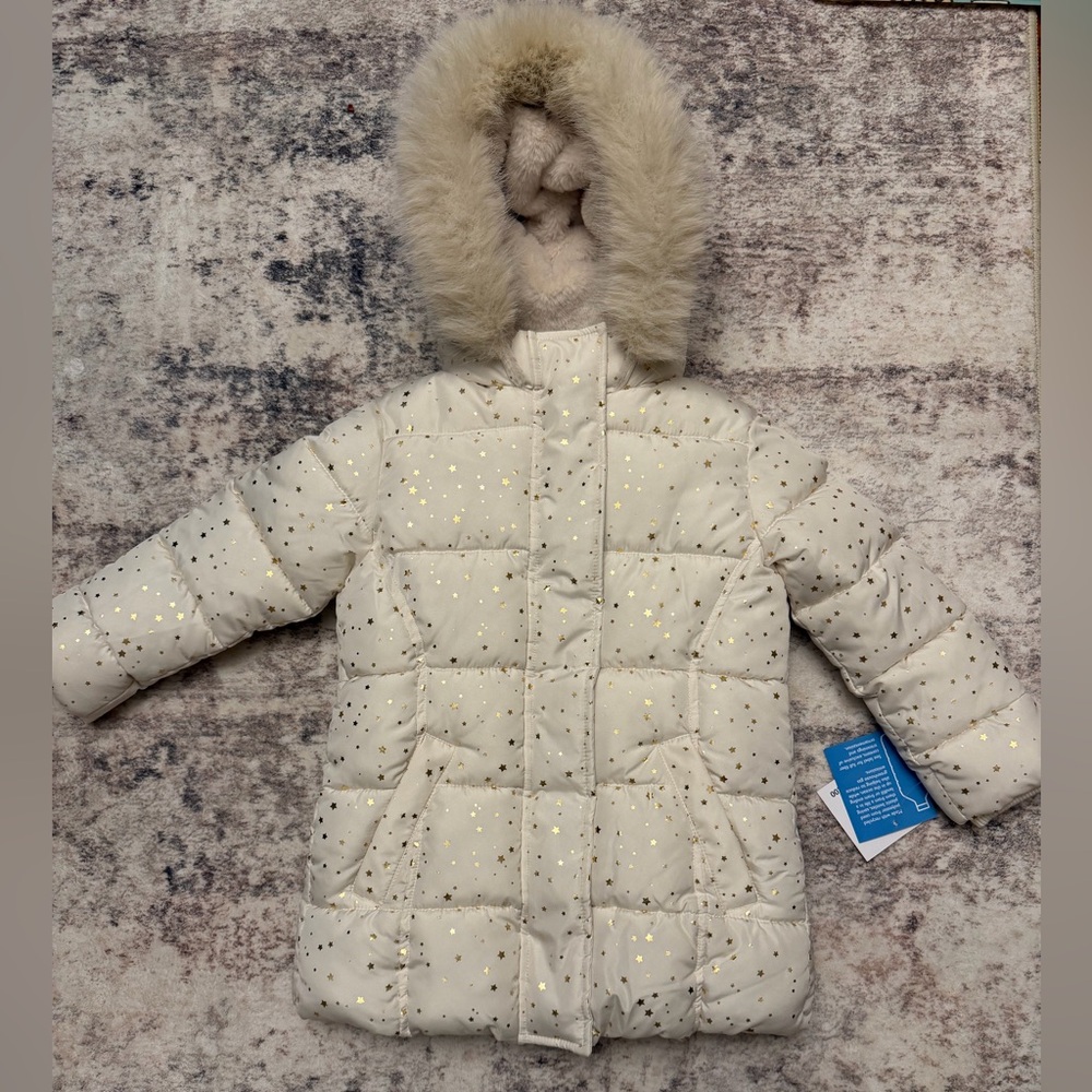 3T Puffer Jacket - Cream with Gold Stars